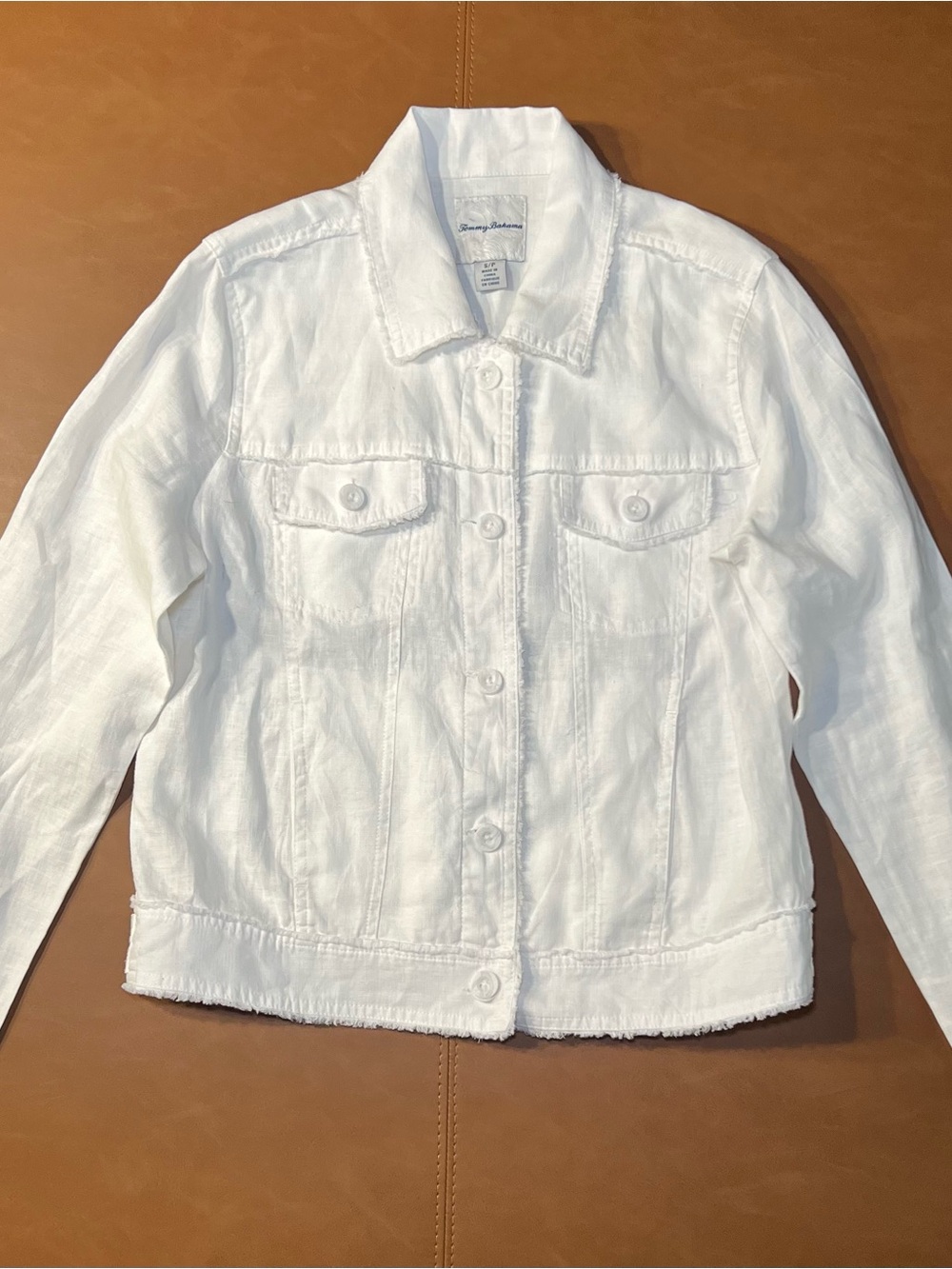 Tommy Bahama White 100% Linen Button-Front Shirt Jacket